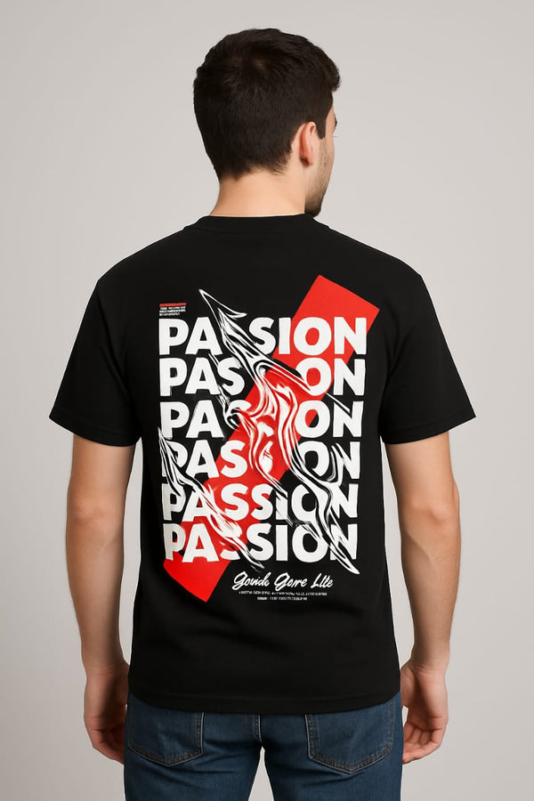 Premium Black Graphic T-Shirt for Men – Passion Print | Streetwear Style