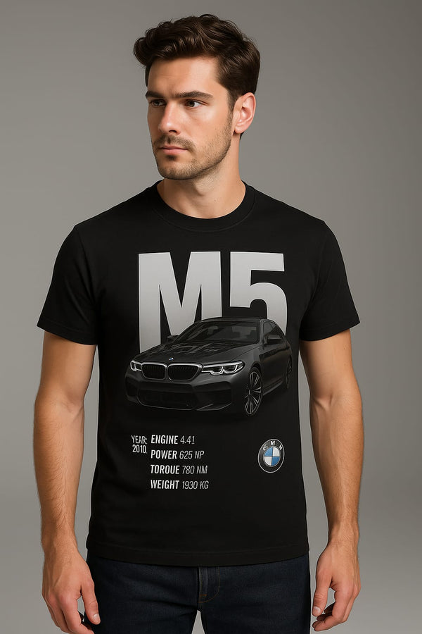 BMW M5 Graphic T-Shirt for Men – 2019 Performance Car Design | Black Cotton Tee